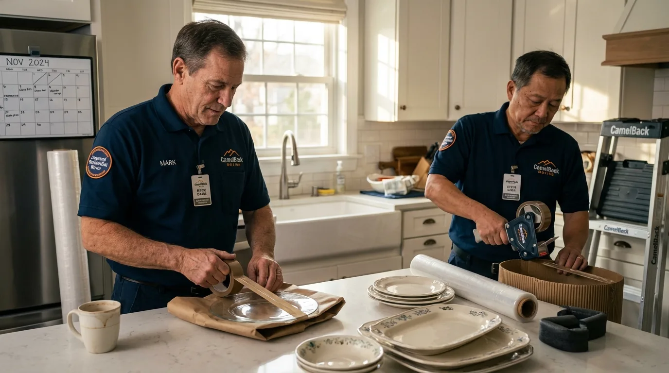 Professional crew packing kitchen dishware in Lancaster, KY